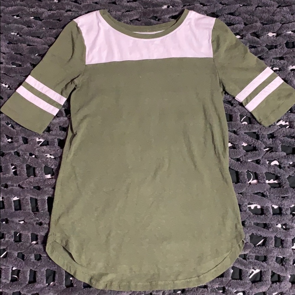 Green and White Half-Sleeve T-Shirt